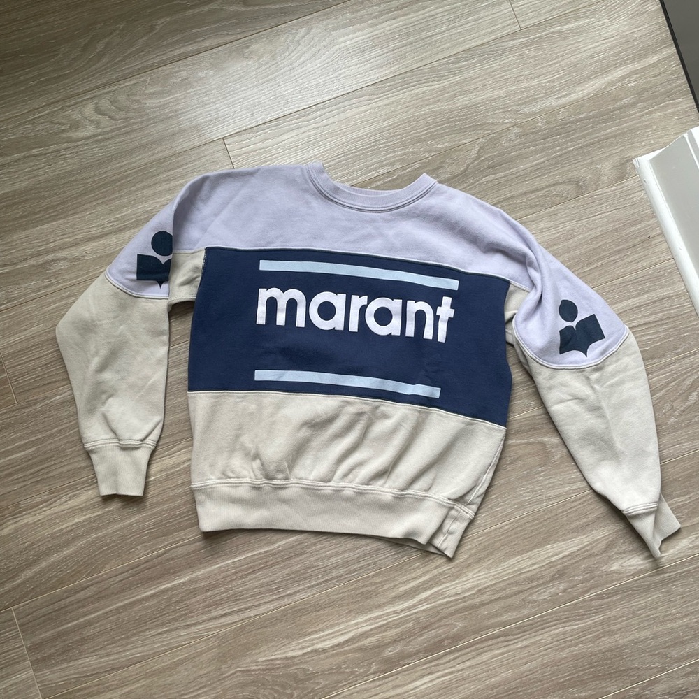 Isabel Marant Etoile Colorblock Gallian Sweater Light Blue Sz 40/L - Picture 5 of 15